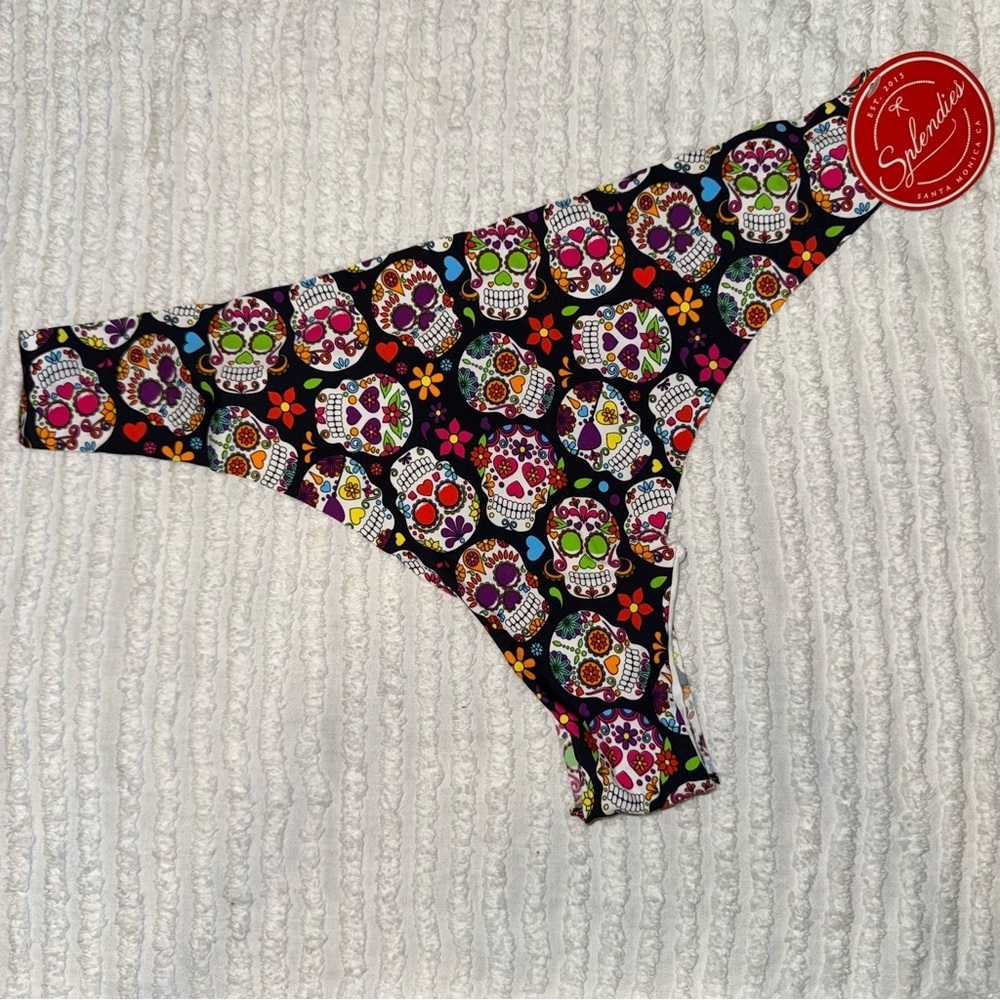 Splendies Sugar Skull Thong 1X | Día de los Muertos Print | NWT